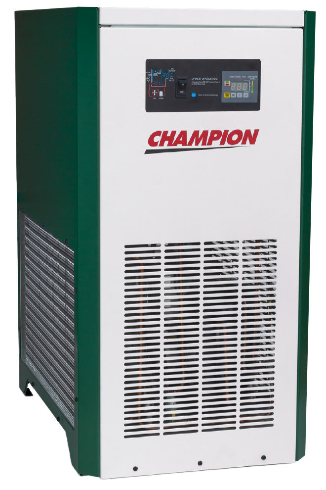 Champion XCNCA Series non-cycling refrigerated air dryer, green and white cabinet with microprocessor control panel