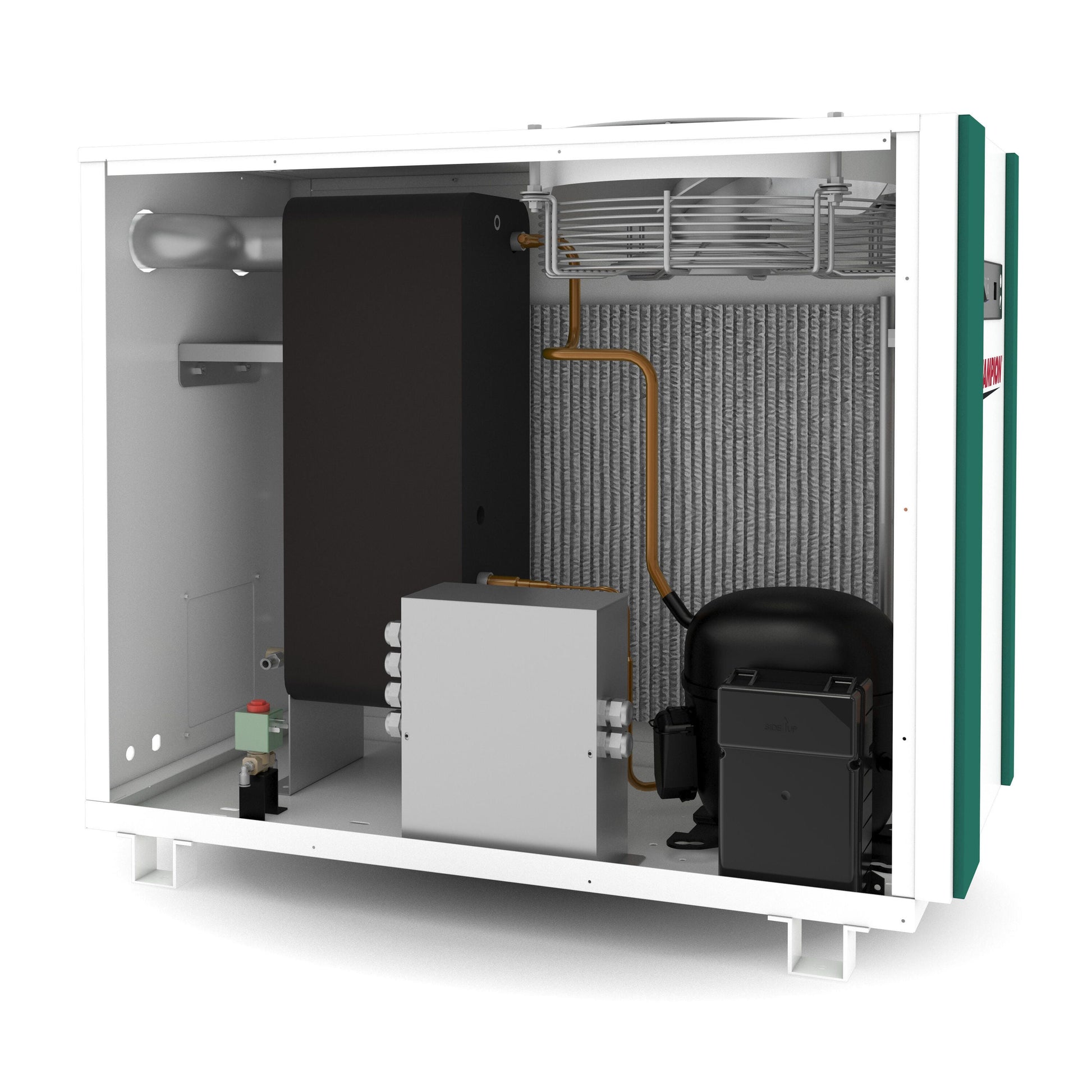Champion CRPCA water-cooled cycling refrigerated air dryer with filter package - interior cutaway view