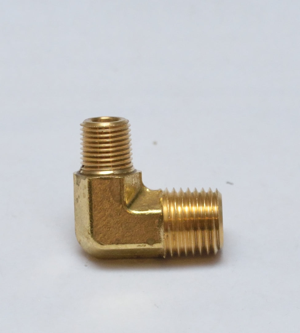 Brass 90° male reducing elbow fitting, MNPT x MNPT