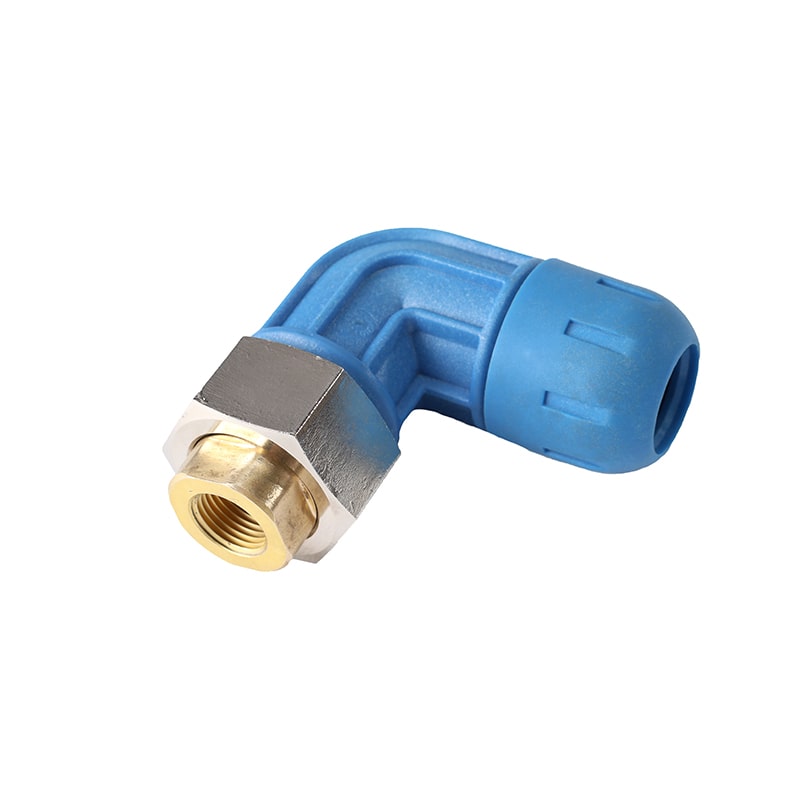 RapidAir FastPipe 90° reducing elbow, blue aluminum, pipe x female NPT