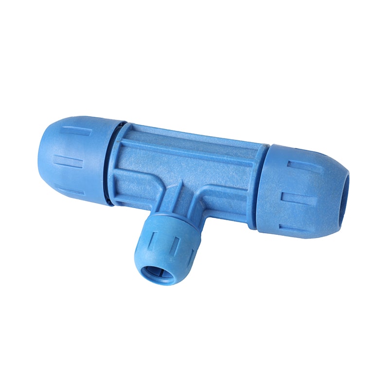 RapidAir FastPipe Reducing Tee blue aluminum compressed air drop fitting