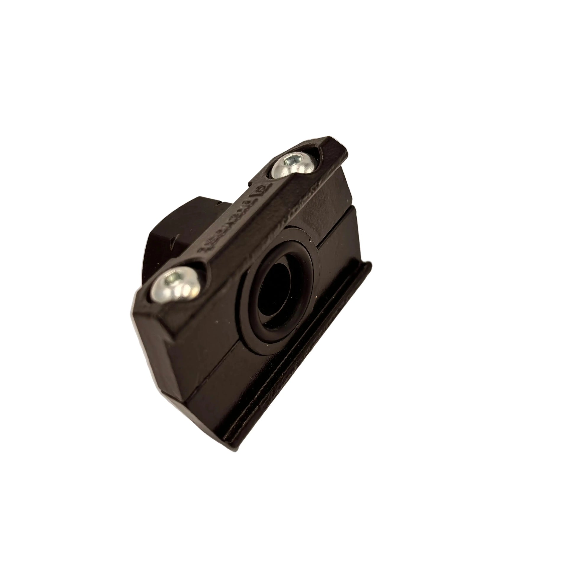 Straight aluminum tapping flange with tapered female thread for square profile Prevost