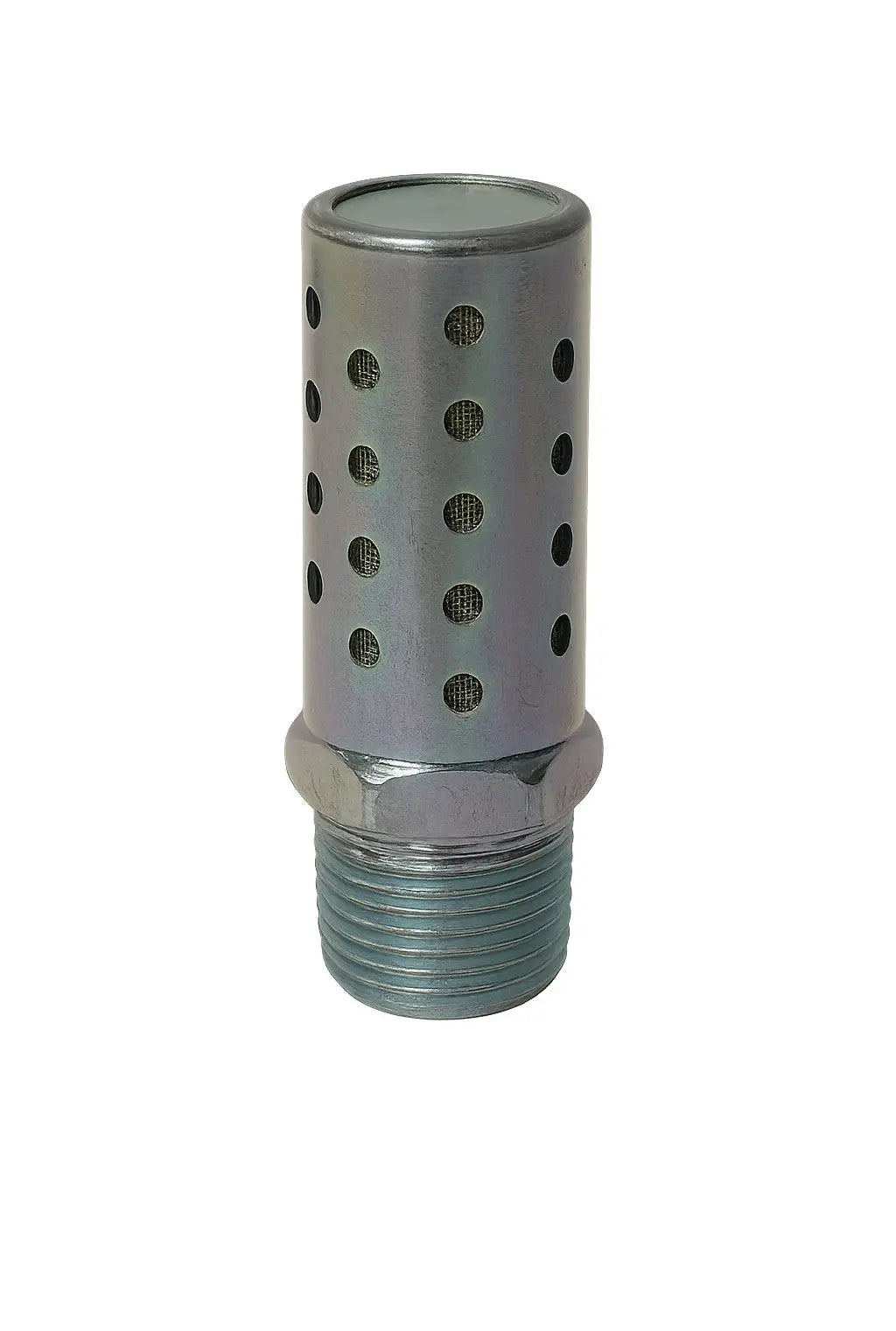High Flow Steel Pneumatic Muffler with 360 degree perforated exhaust and male NPT thread