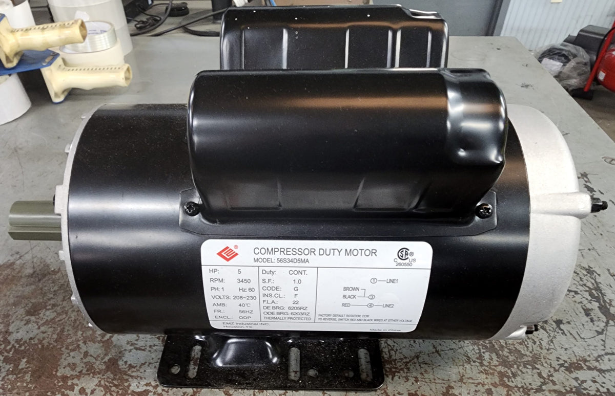 ACS 5 HP compressor duty motor, 56 frame, 3450 RPM, 7/8 inch shaft