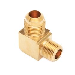 Midland brass SAE 45° flare × male NPT 90° barstock elbow