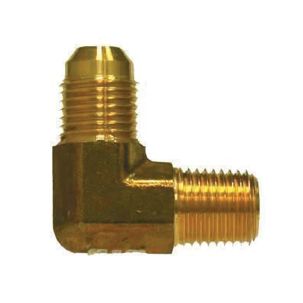 Brass 90° elbow with male JIC 37° flare end and male NPT threaded end