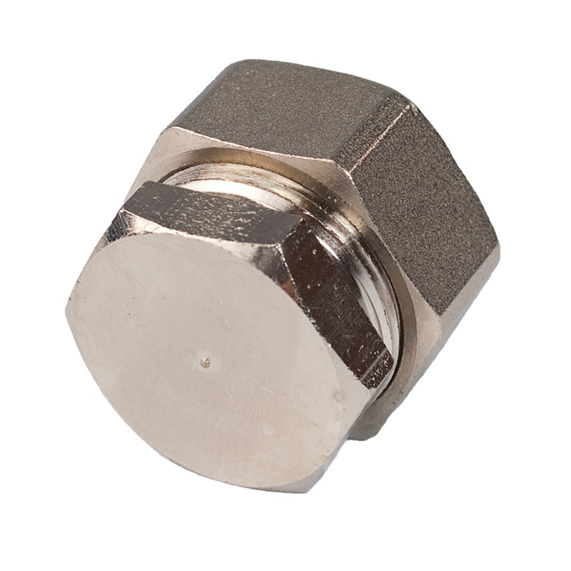 RapidAir MaxLine nickel-plated brass end cap for semi-flexible compressed air tubing
