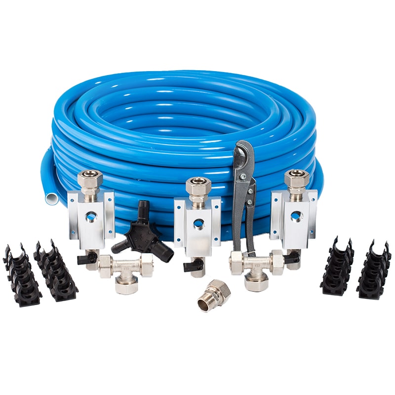 RapidAir MaxLine 3/4 inch Master Kit — semi-flexible compressed air tubing with outlets, fittings, clips and tools