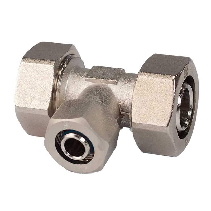 RapidAir MaxLine Reducing Tee Drop Leg brass fitting for semi-flexible aluminum air pipe