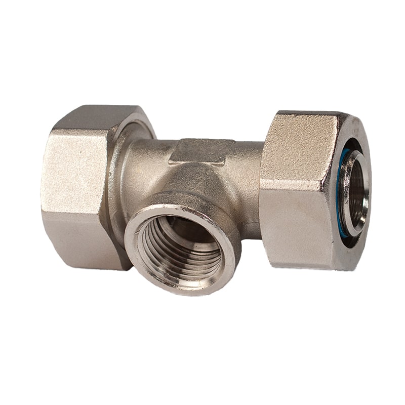 RapidAir MaxLine reducing tee drop leg with female NPT branch, nickel-plated brass