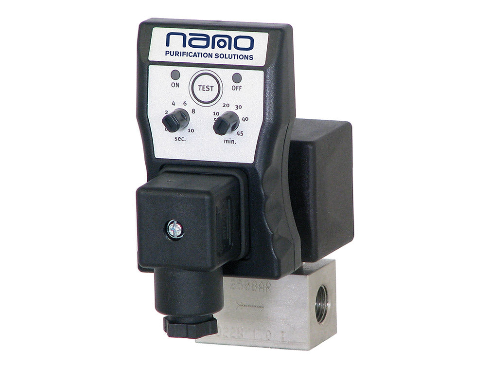 600PSI Stainless Steel High Pressure Timed Solenoid Condensate Drain By Nano (.25"NPT 115v)