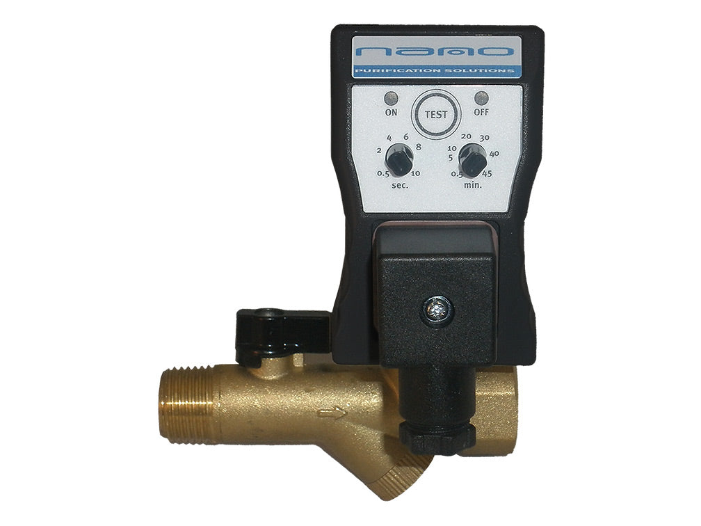 Brass Premium Timed Solenoid Condensate Drain By Nano (.5"NPT 115v)