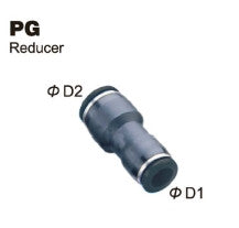 THB composite push-to-connect reducing union air fitting, tube to tube step-down