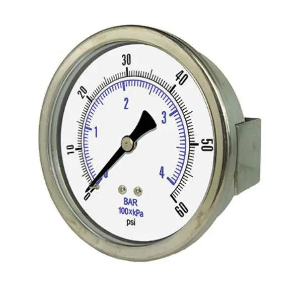 PIC Gauges 203L 2.5 inch liquid filled stainless steel U-clamp panel mount pressure gauge