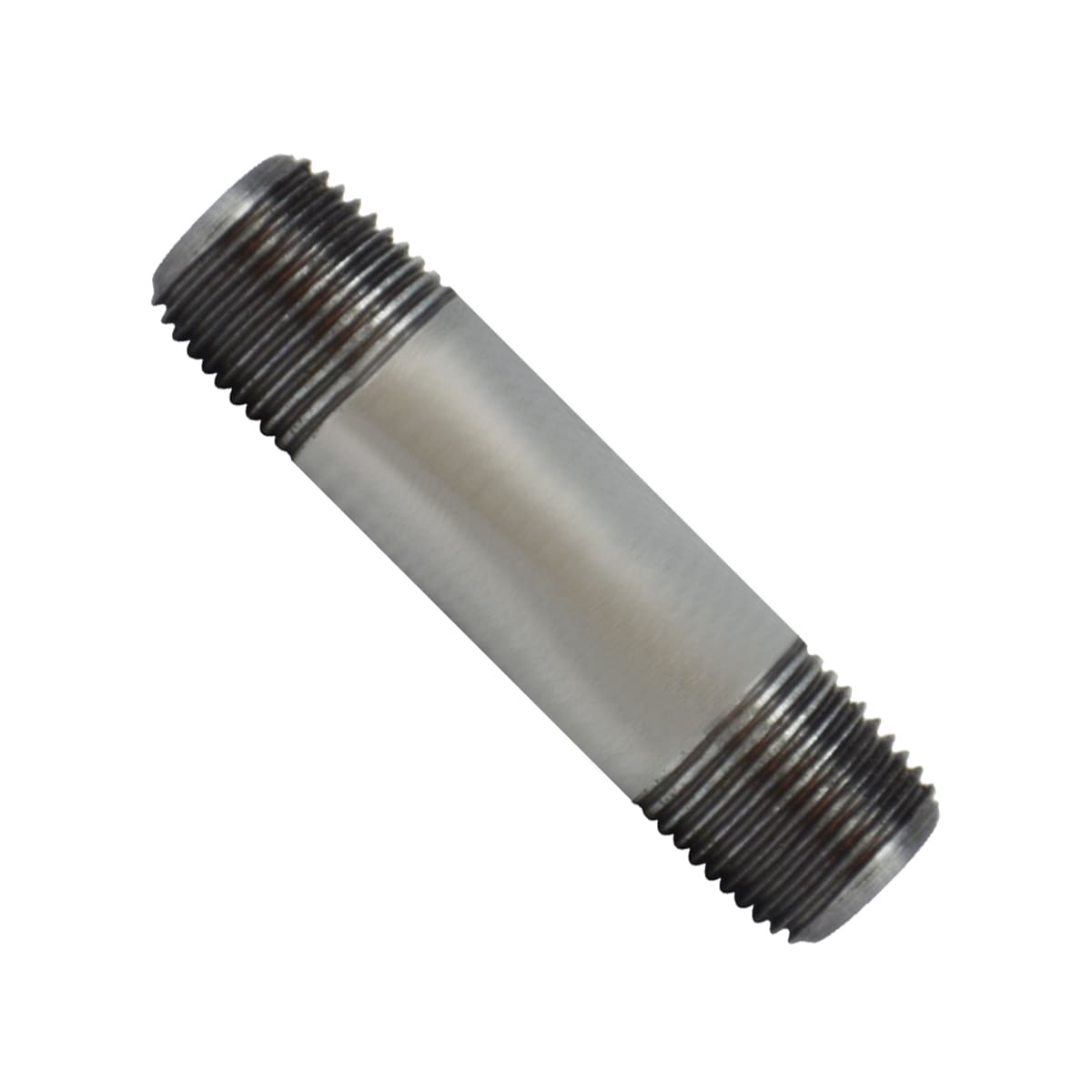 Galvanized steel long pipe nipple with 1/8" male NPT threads on both ends
