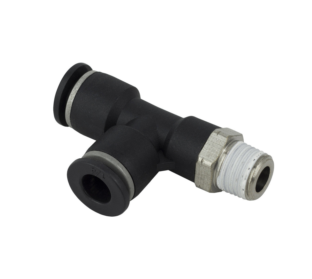 Composite Push-to-Connect Male Run Tee — tube ports and male NPT branch