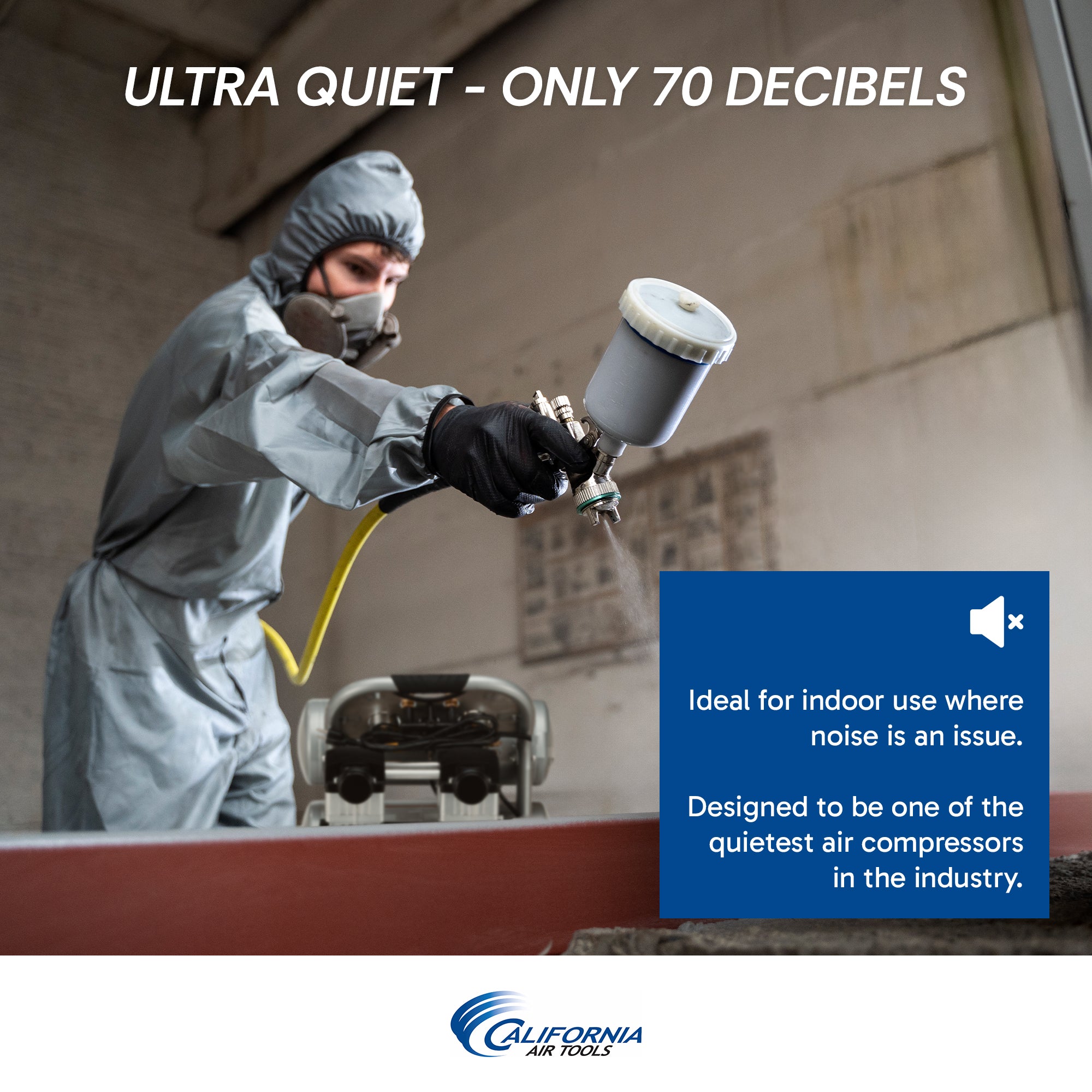 California Air Tools 2.0 Hp, 4.0 Gal. Aluminum Twin Tank Ultra Quiet  & Oil-Free Air Compressor | CAT-4620AC