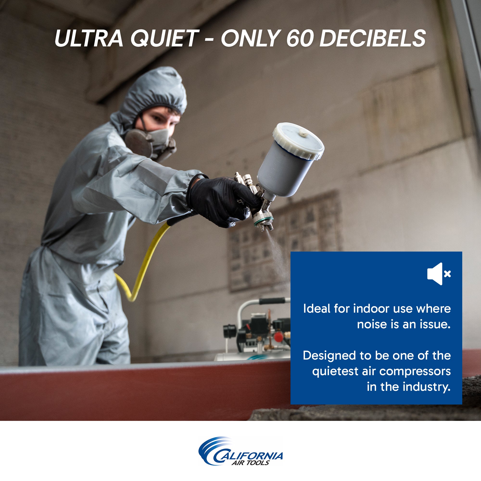 California Air Tools 1.0 Hp, 2.0 Gal. Aluminum Tank Ultra Quiet & Oil-Free Air Compressor | CAT-2010A
