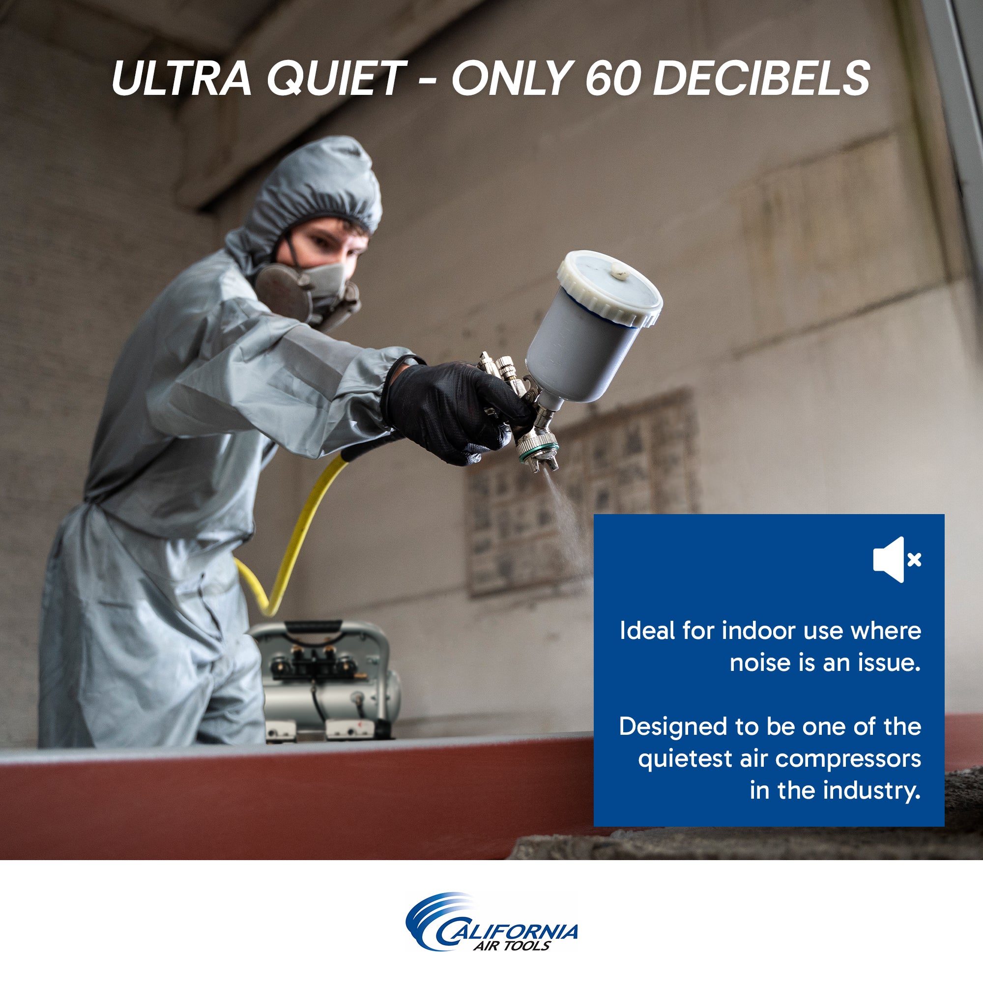 California Air Tools 1.0 Hp, 4.6 Gal. Aluminum Twin Tank Ultra Quiet & Oil-Free Air Compressor