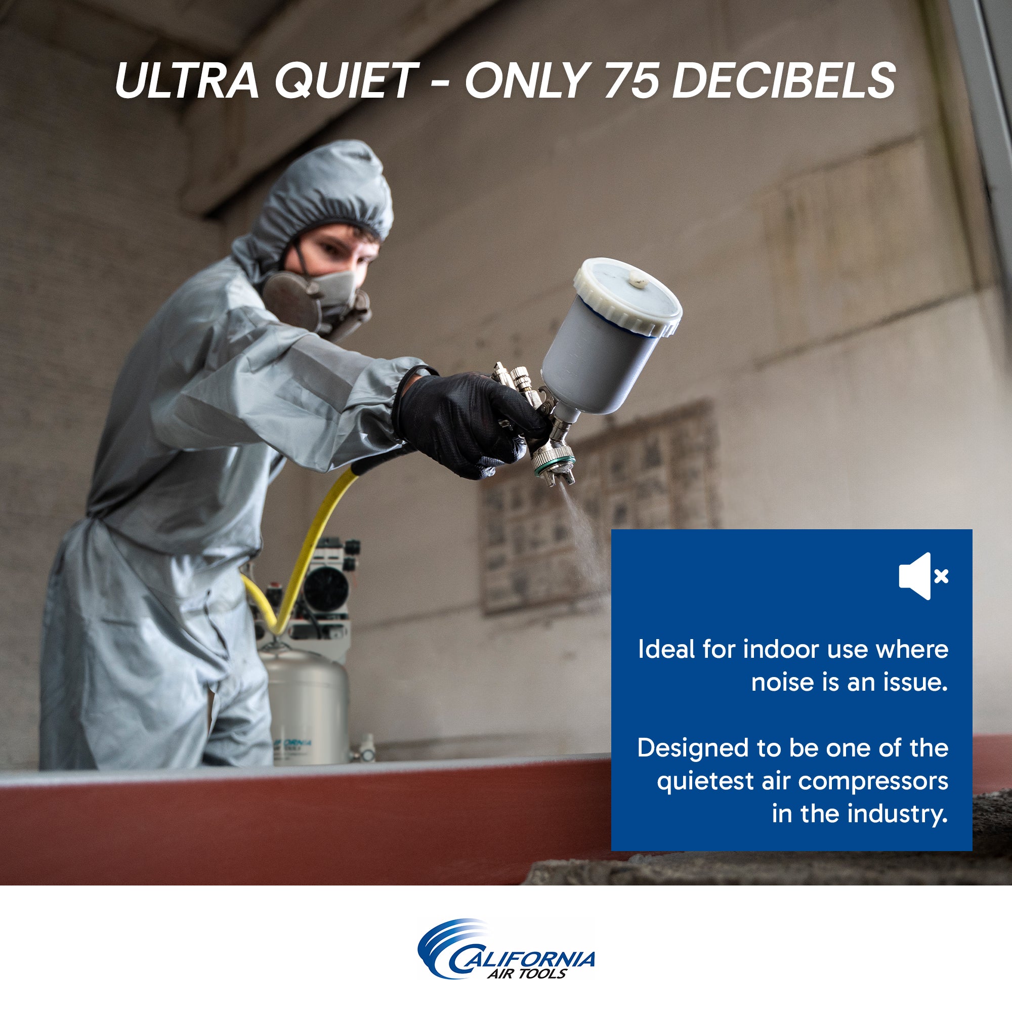 California Air Tools 4.0 Hp, 60.0 Gal. Steel Tank Ultra Quiet & Oil-Free Air Compressor Automatic Drain Valve | CAT-60040CAD