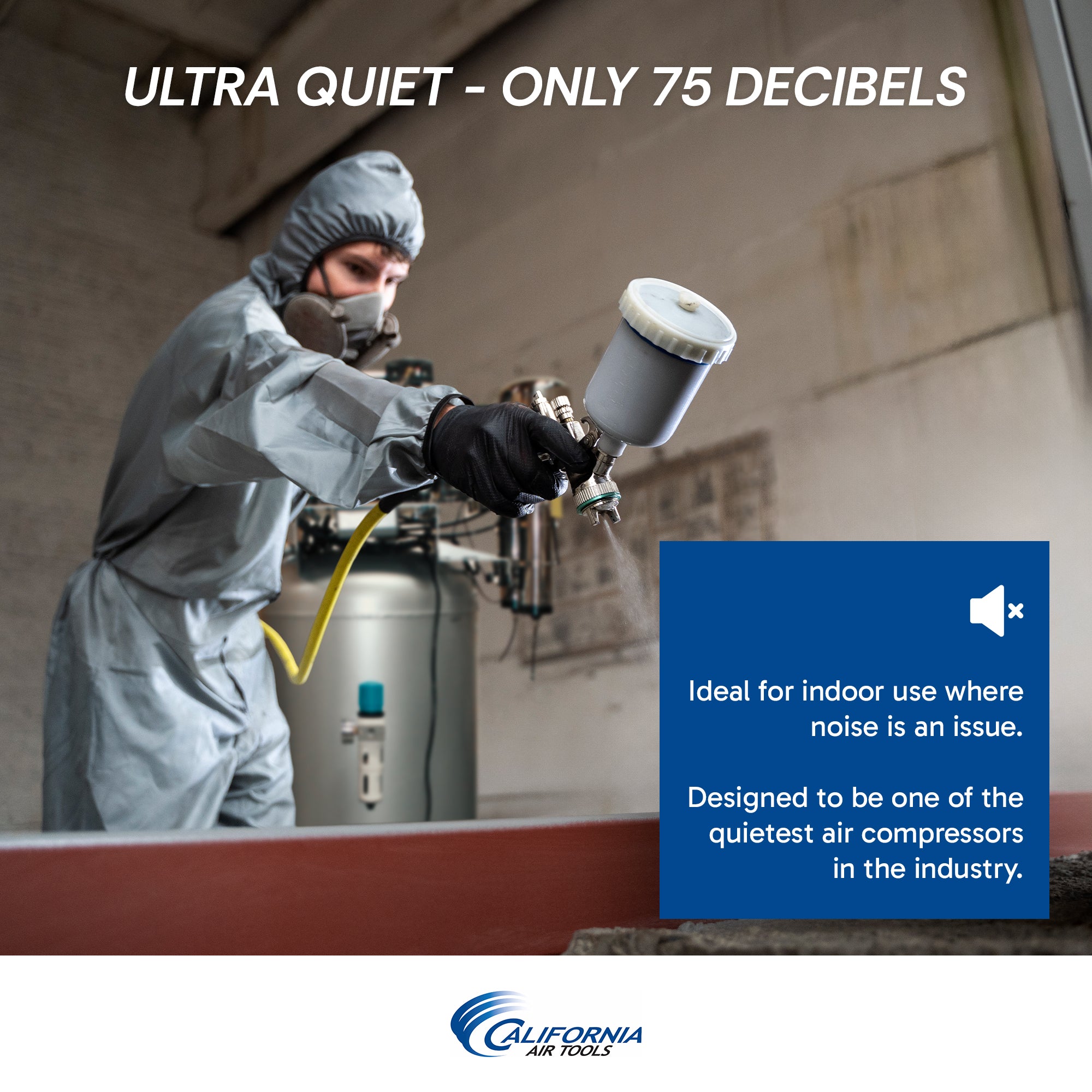 California Air Tools 4.0 Hp, 60.0 Gal. Steel Tank Ultra Quiet & Oil-Free Air Compressor with Air Drying System & Auto Drain | CAT-60040DCAD