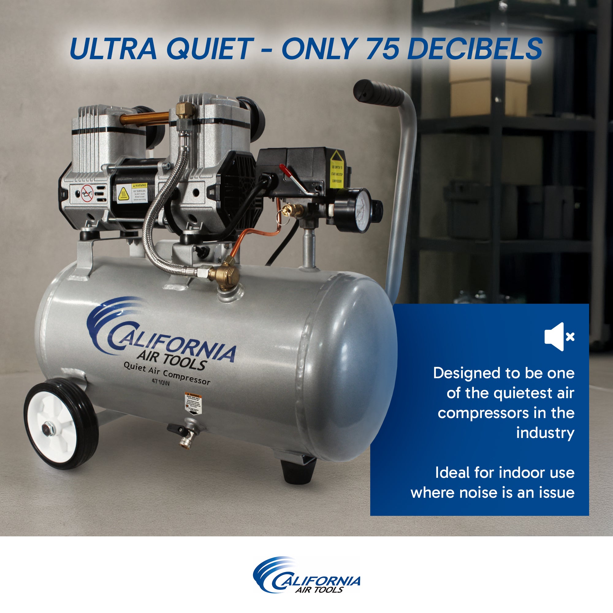 California Air Tools 4.7 Gal., 110 V 4710W Quiet Air Compressor | CAT-4710W