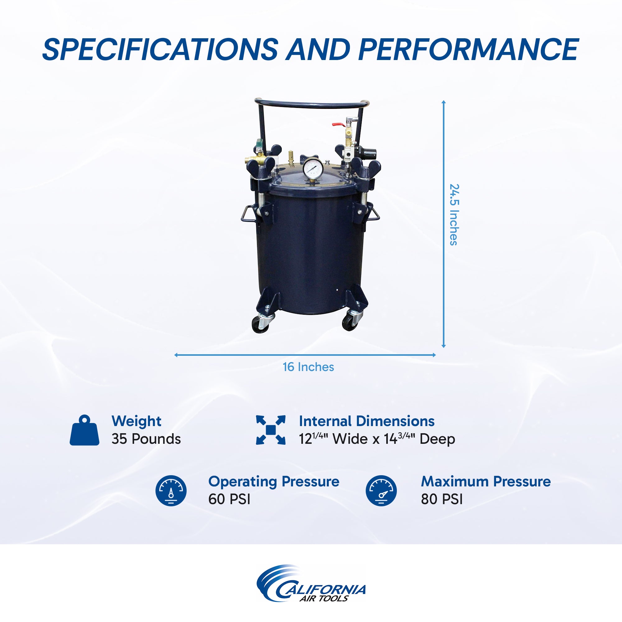 California Air Tools 5 Gallon Pressure Pot for Casting