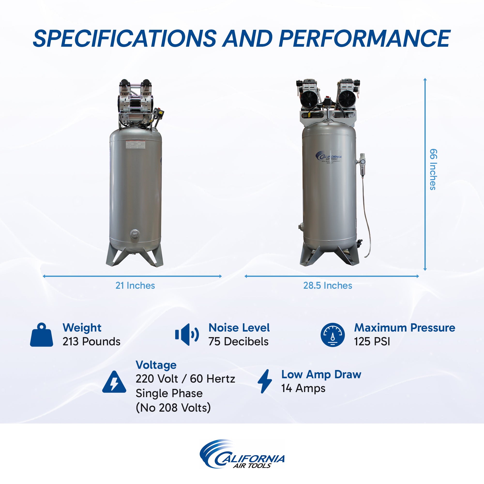 California Air Tools 4.0 Hp, 60.0 Gal. Steel Tank Ultra Quiet & Oil-Free Air Compressor Automatic Drain Valve