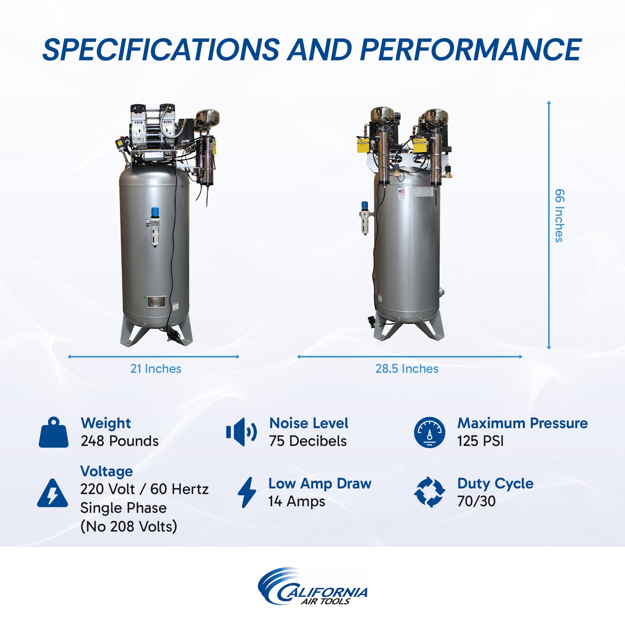California Air Tools 4.0 Hp, 60.0 Gal. Steel Tank Ultra Quiet & Oil-Free Air Compressor with Air Drying System & Auto Drain