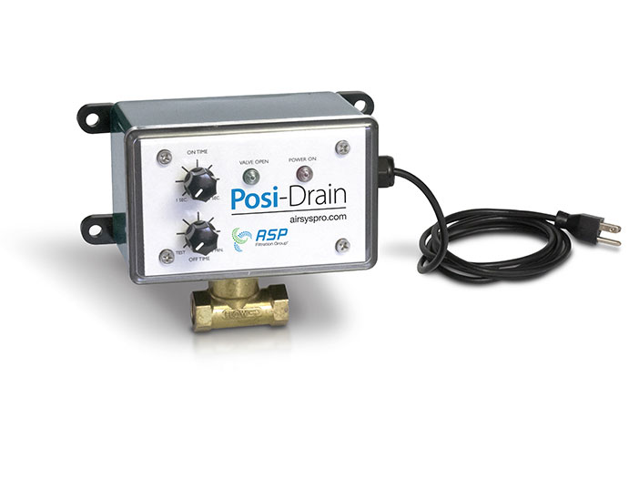 Air System Products Posi-Drain Timer Drain w/ Strainer, 1/4"NPT, 200PSI, 240V