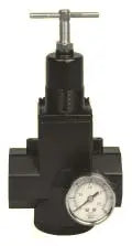 Arrow Pneumatics high-flow air pressure regulator, black E-coated aluminum body with T-handle