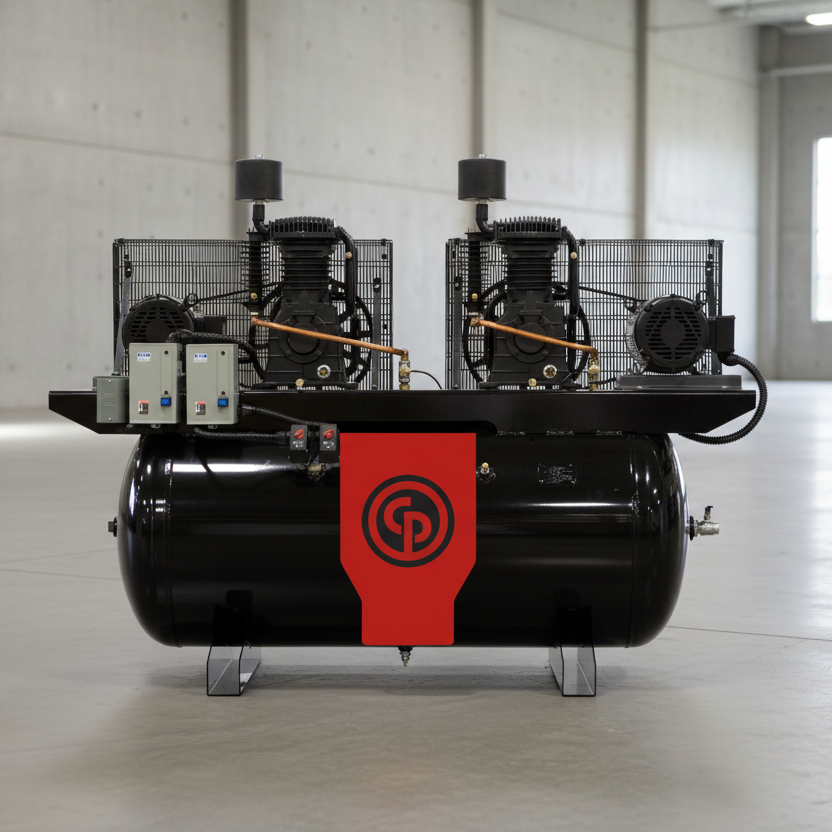 Chicago Pneumatic RCP-C Iron Duplex Two-Stage Air Compressor