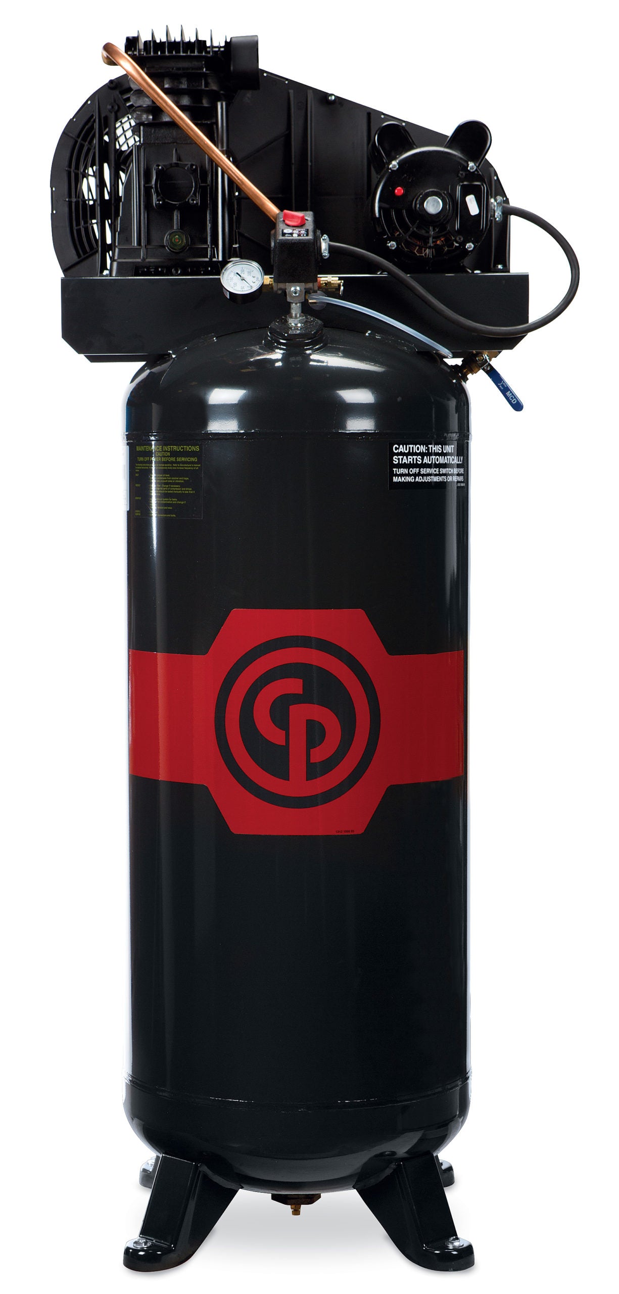 5HP 175PSI Tank Mounted 2 Stage Reciprocating Air Compressor By Chicago Pneumatic