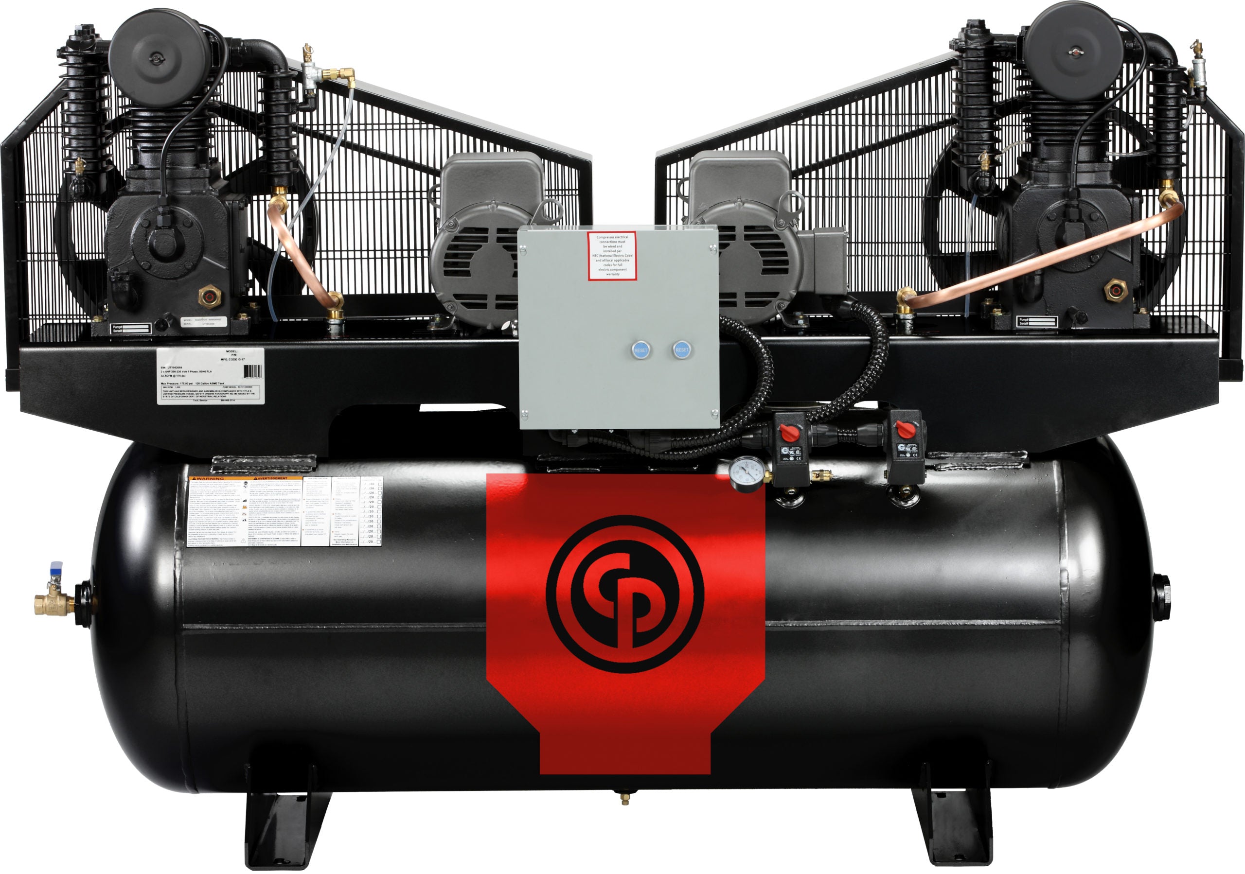Chicago Pneumatic RCP-C Iron Duplex Two-Stage Air Compressor