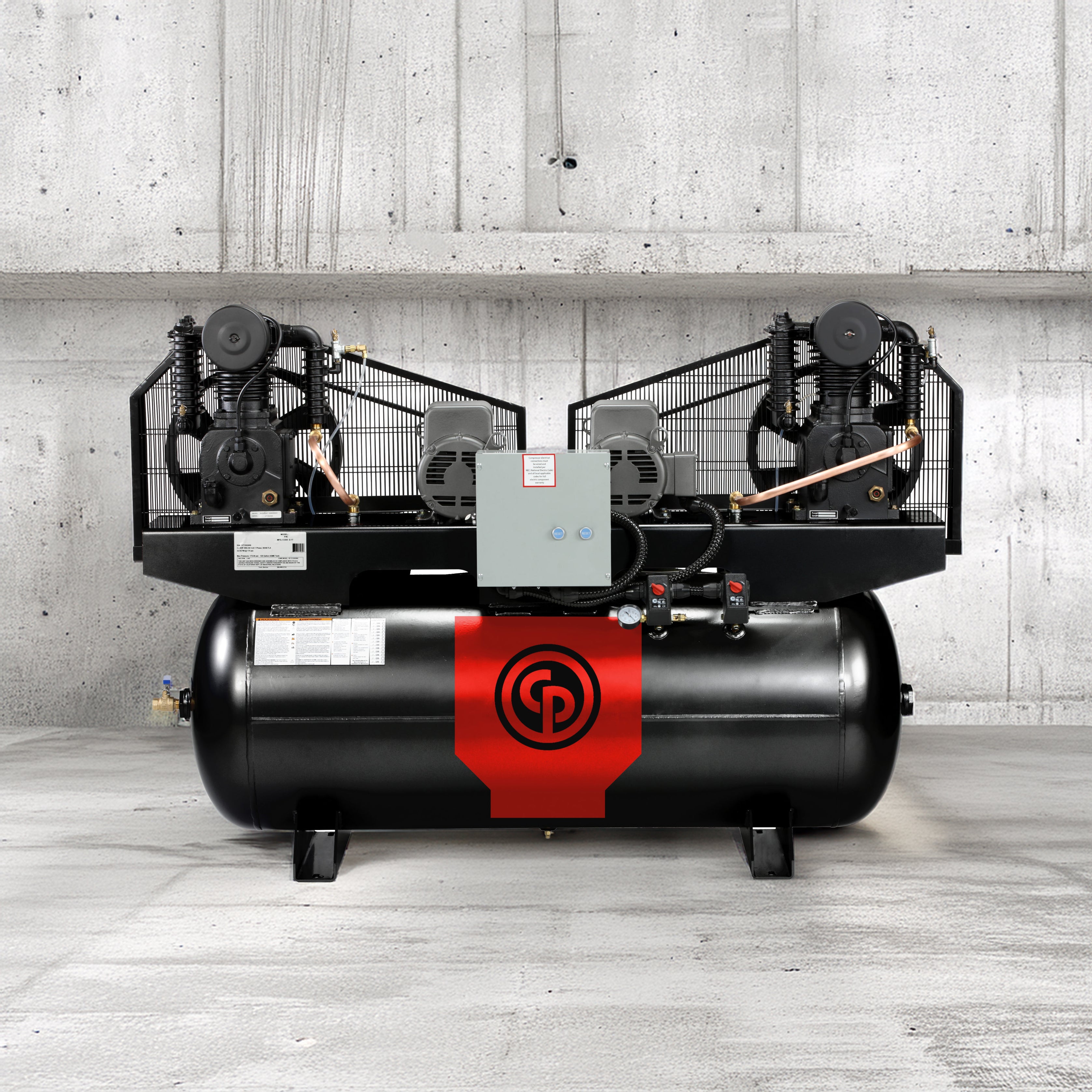 Chicago Pneumatic RCP-C Iron Duplex Two-Stage Air Compressor