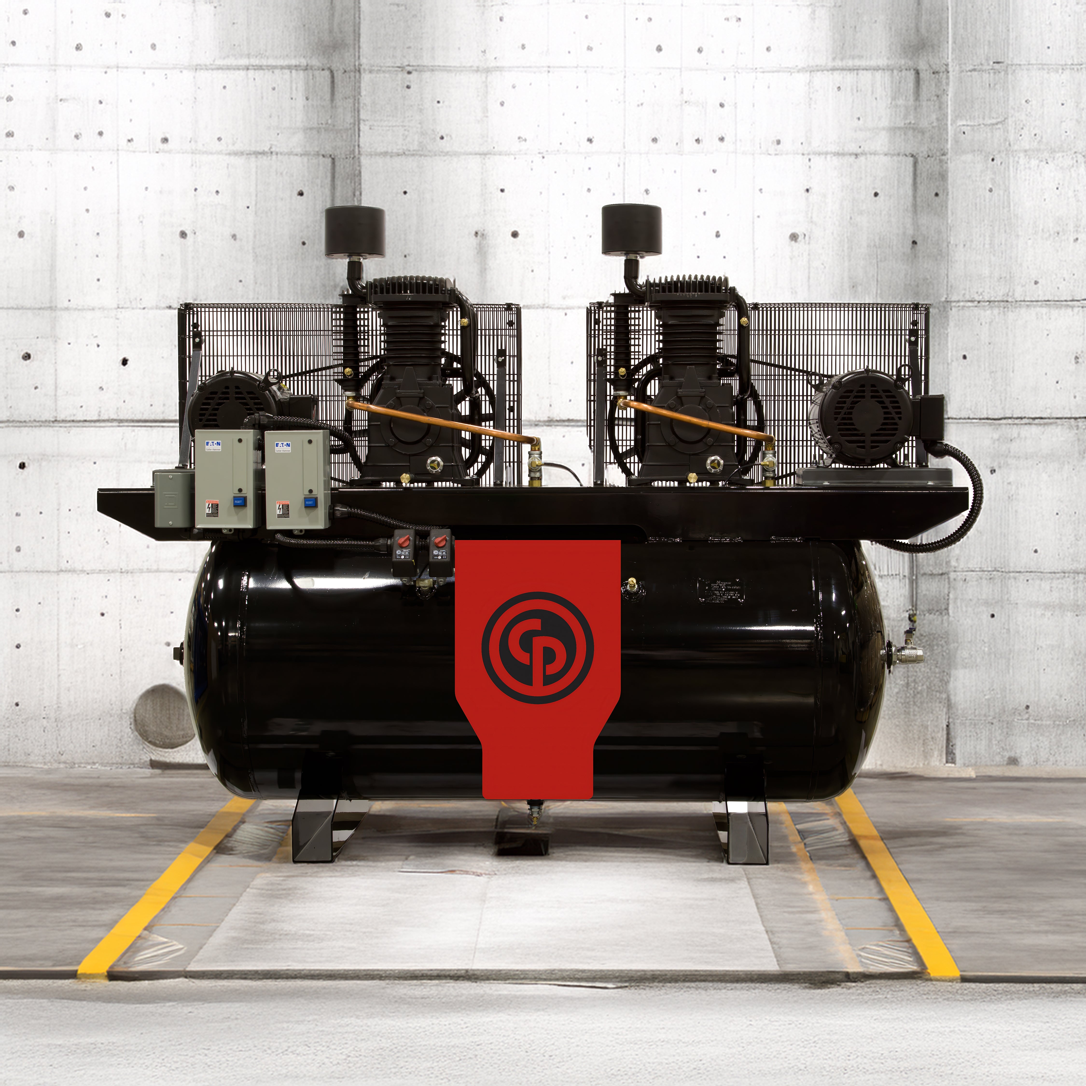 Chicago Pneumatic RCP-C Iron Duplex Two-Stage Air Compressor