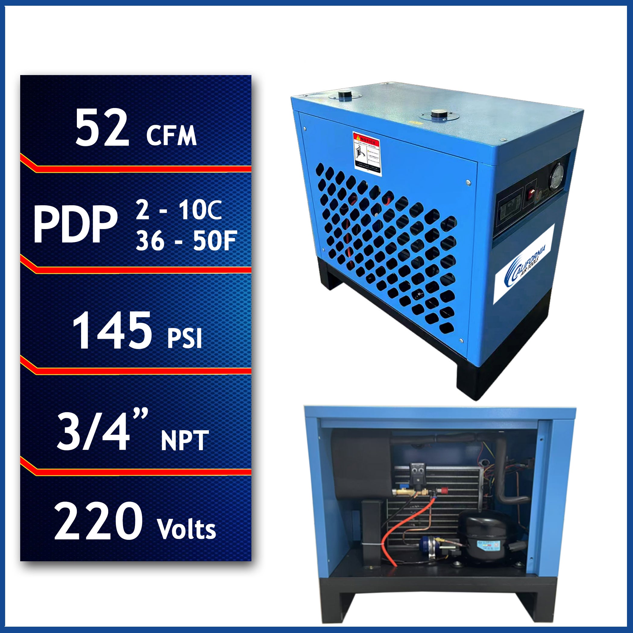 California Air Tools Non-Recycling High-Efficiency 98% Refrigerated Air Dryer 220v 60hz 1-Phase