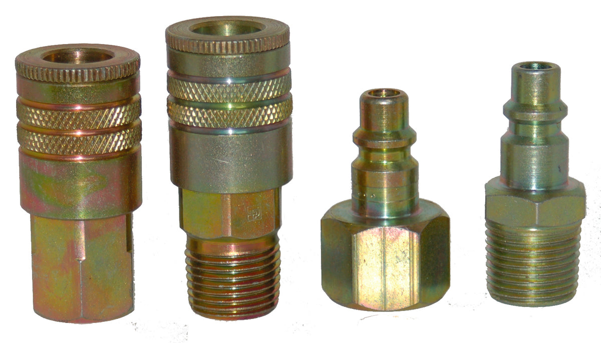 Industrial series quick coupler plugs and couplers in 3/8 inch body size