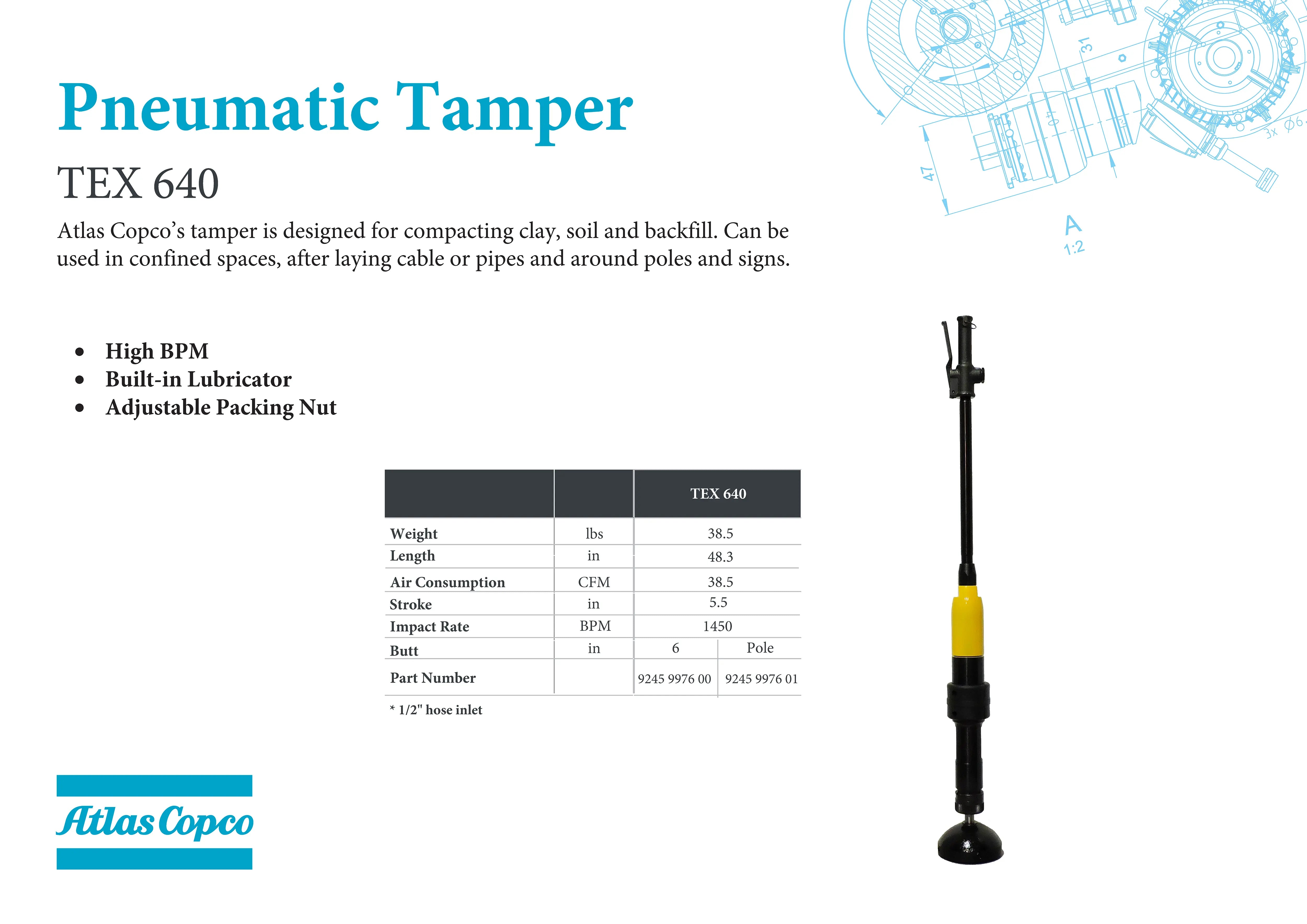 TEX 640 - 40 lb Class Backfill Tamper by Atlas Copco