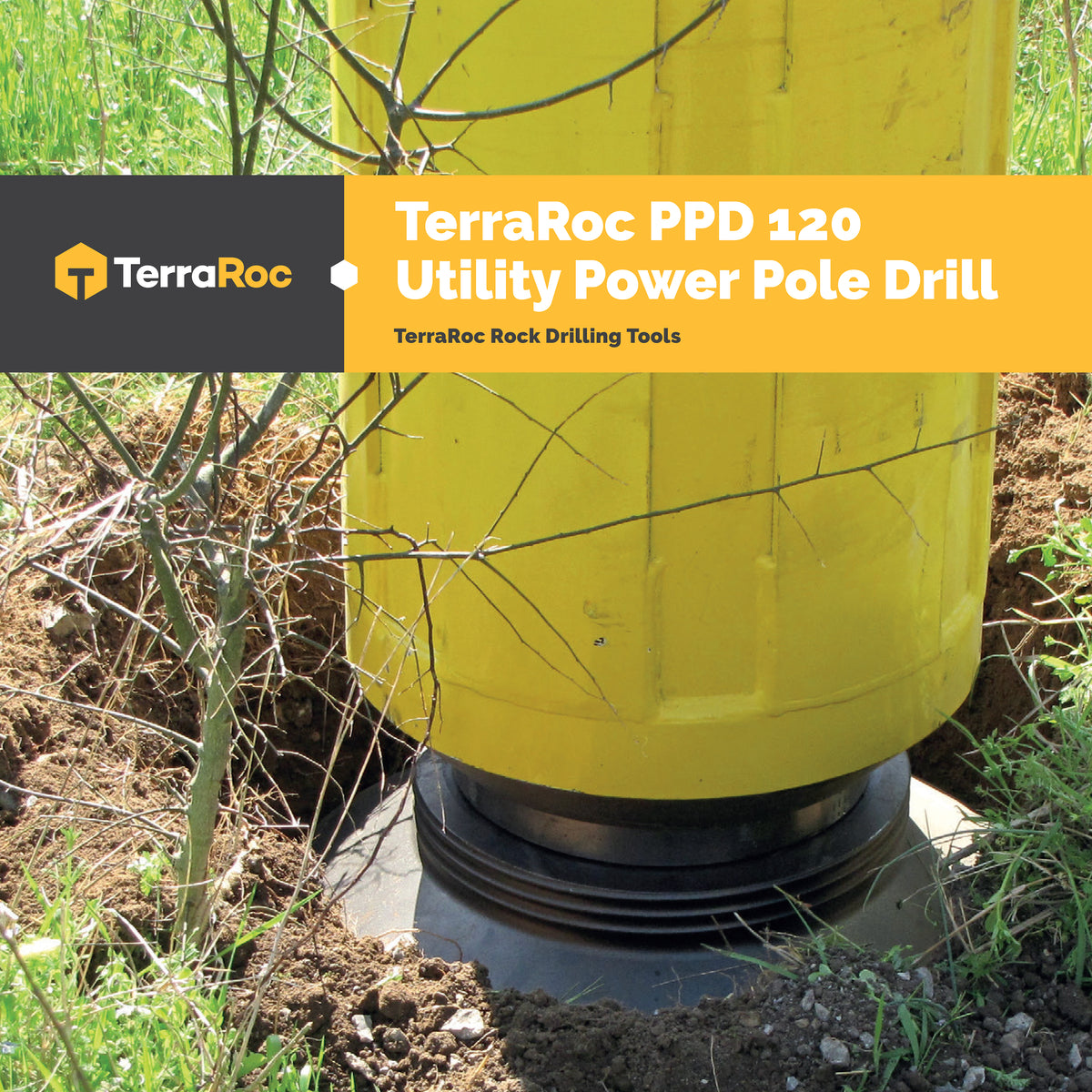 TerraRoc PPD 120 Utility Power Pole Drill, 12.25 to 24 in Rock Sockets