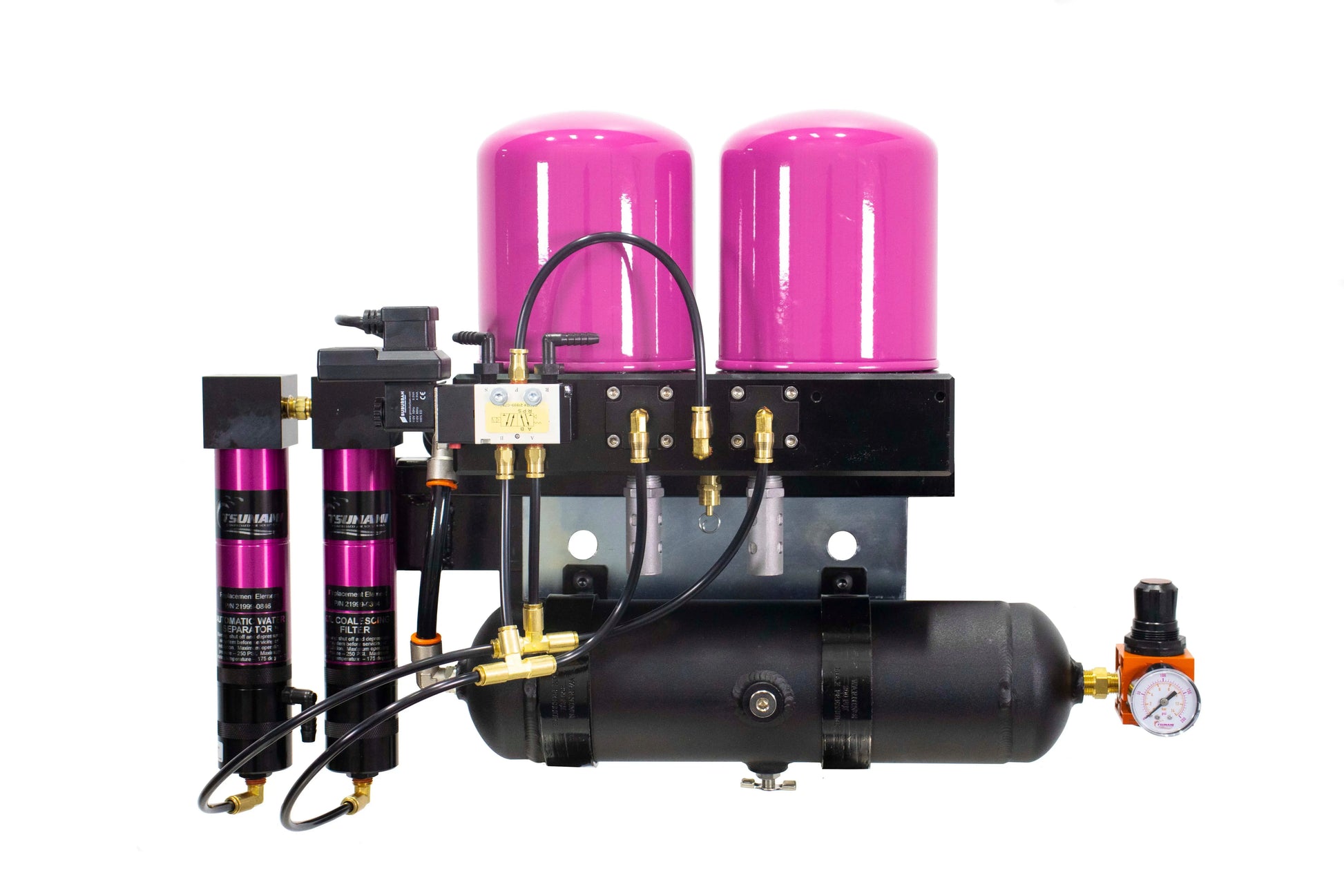 Tsunami Pure-5T tank-mounted regenerative desiccant air dryer with Moisture Minder pneumatic drain, 15 CFM