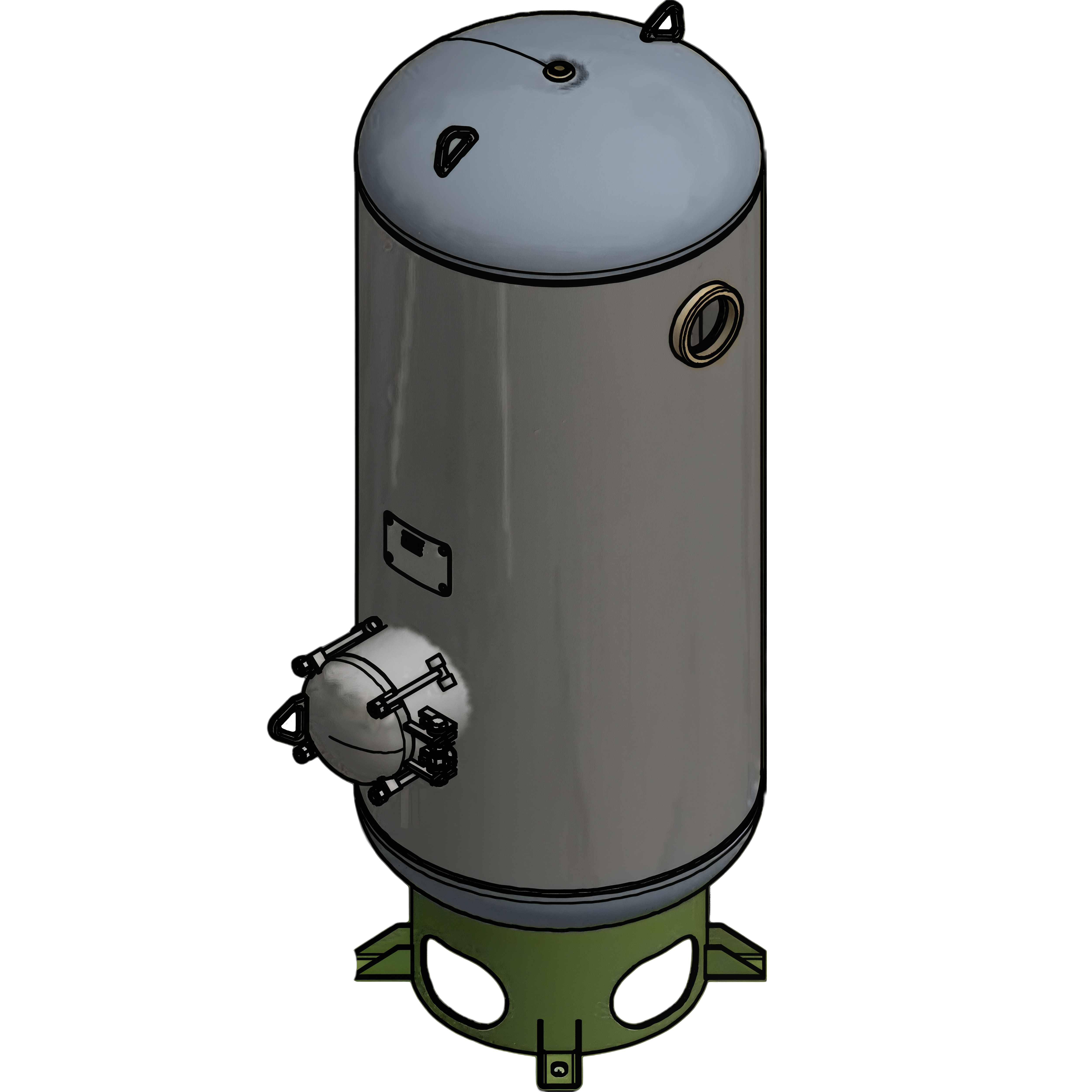 80 Gallon 150PSI Vertical Air Tank By Samuel with 8" basering / 6" hinged closure | V10096