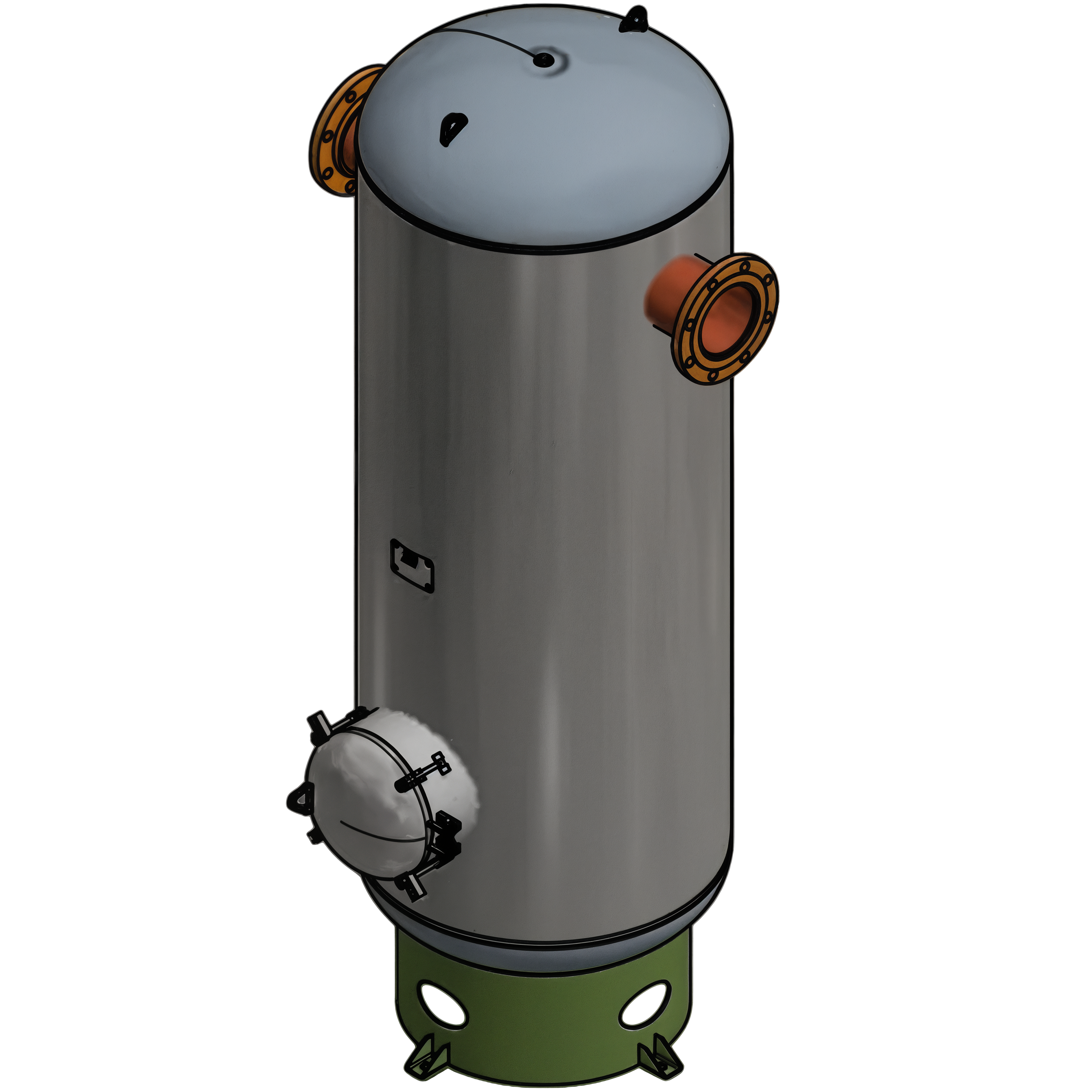 240 Gallon 150PSI Vertical Air Tank By Samuel with 8" basering / 12" hinged closure | V10098