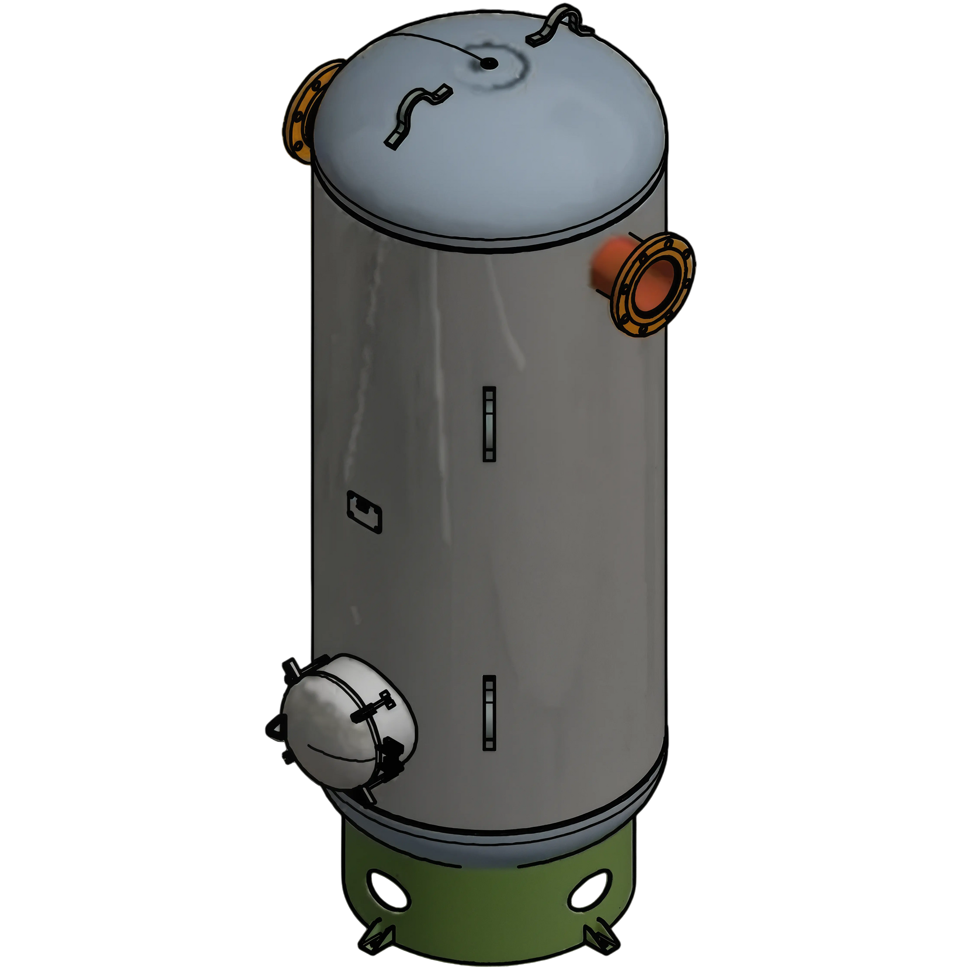 400 Gallon 150PSI Vertical Air Tank By Samuel with 8" basering / 12" hinged closure - Vacuum Rated | V10099 Samuel