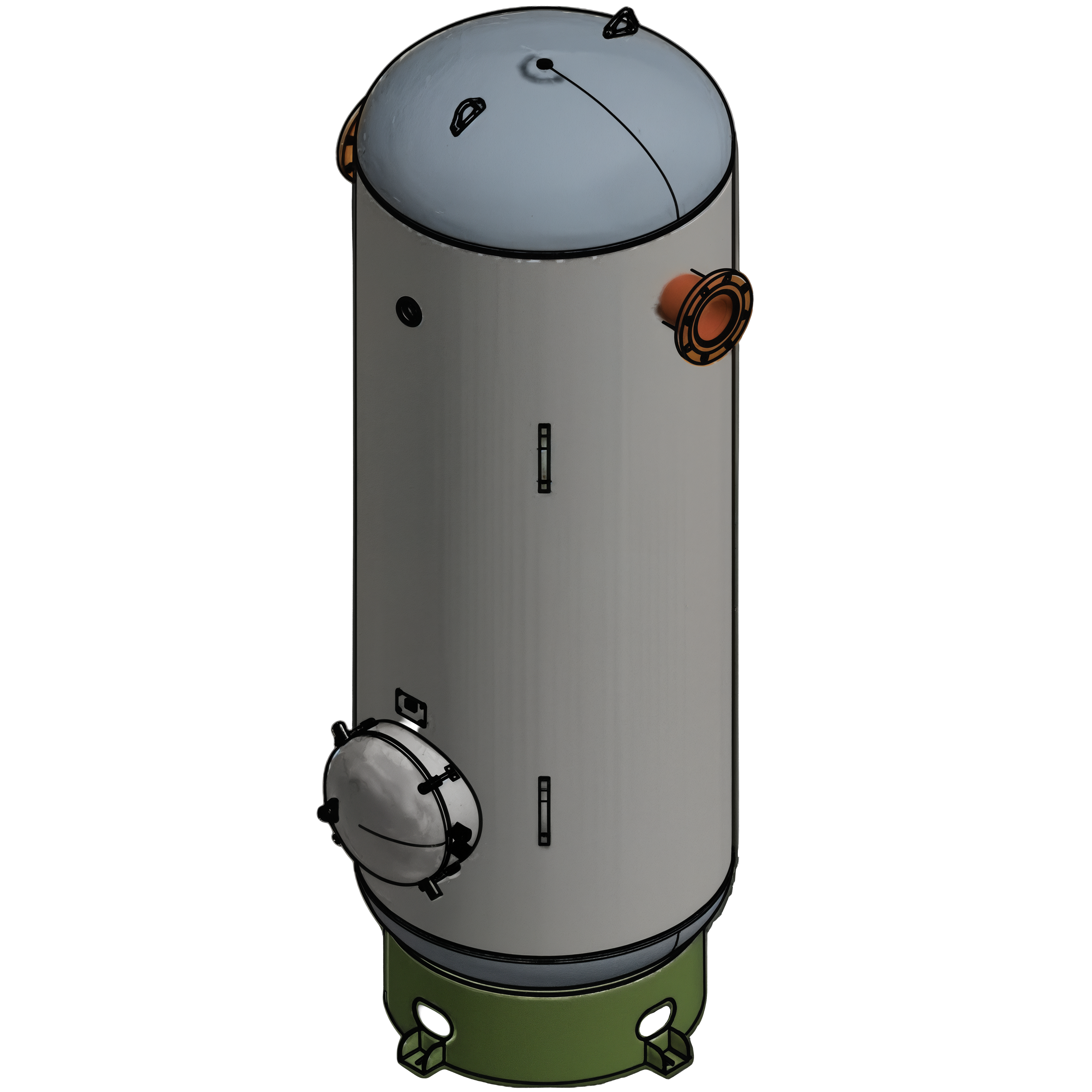 660 Gallon 150PSI Vertical Air Tank By Samuel with 8" basering / 18" hinged closure | V10100