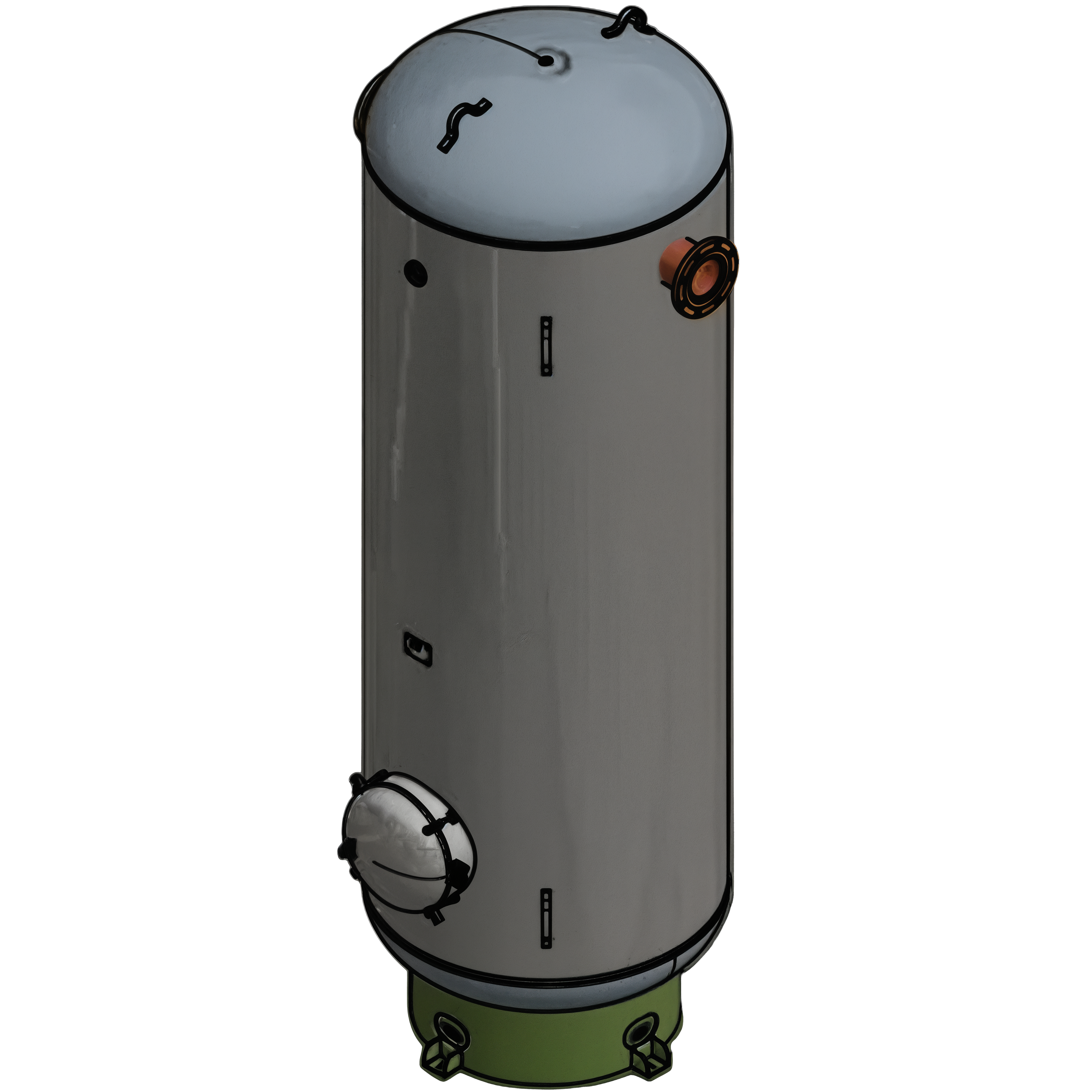 1060 Gallon 150PSI Vertical Air Tank By Samuel with 8" basering / 18" hinged closure - Vacuum Rated | V10101