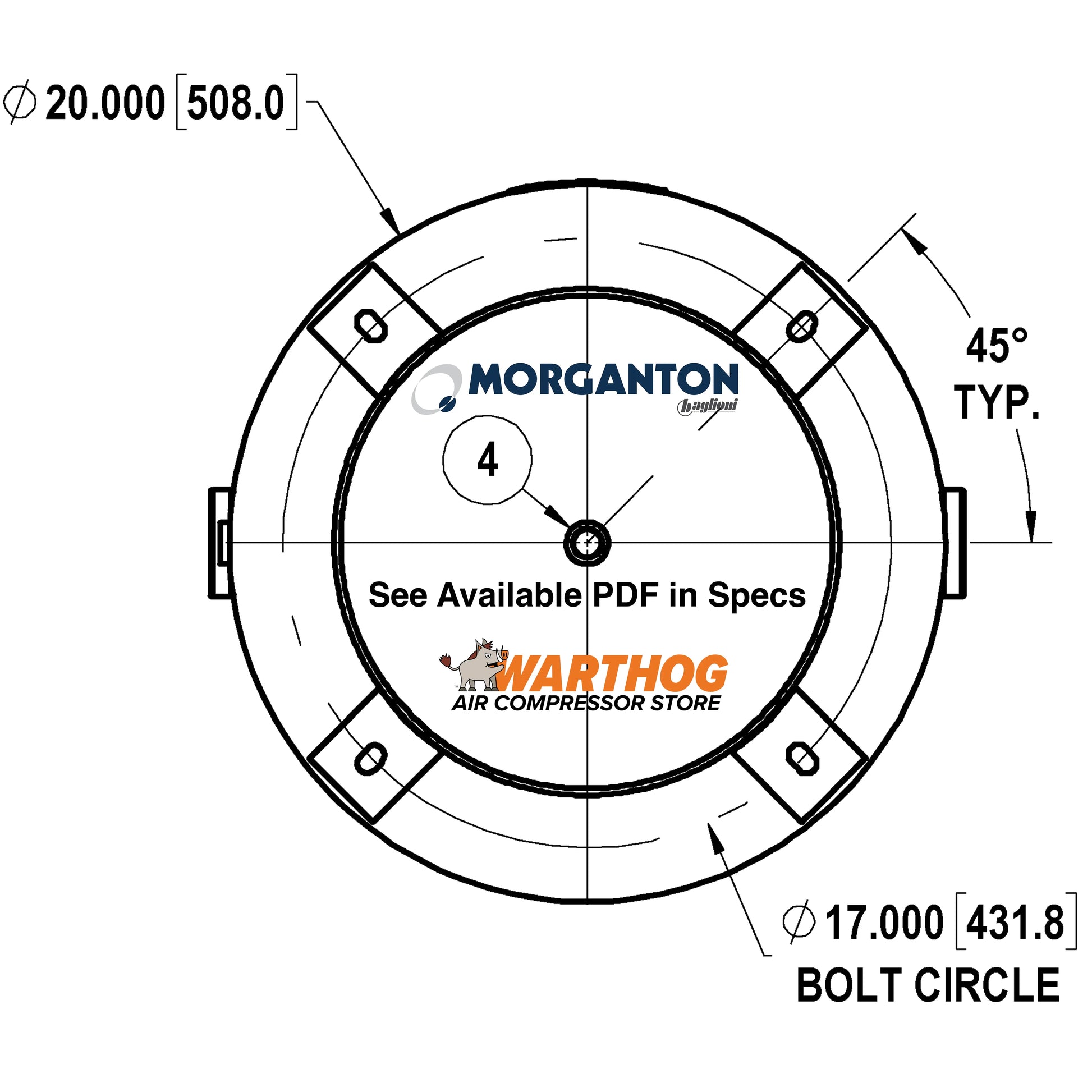 80 Gallon 300 PSI Vertical Air Tank with Base ring by Morganton | VES0009767 Morganton