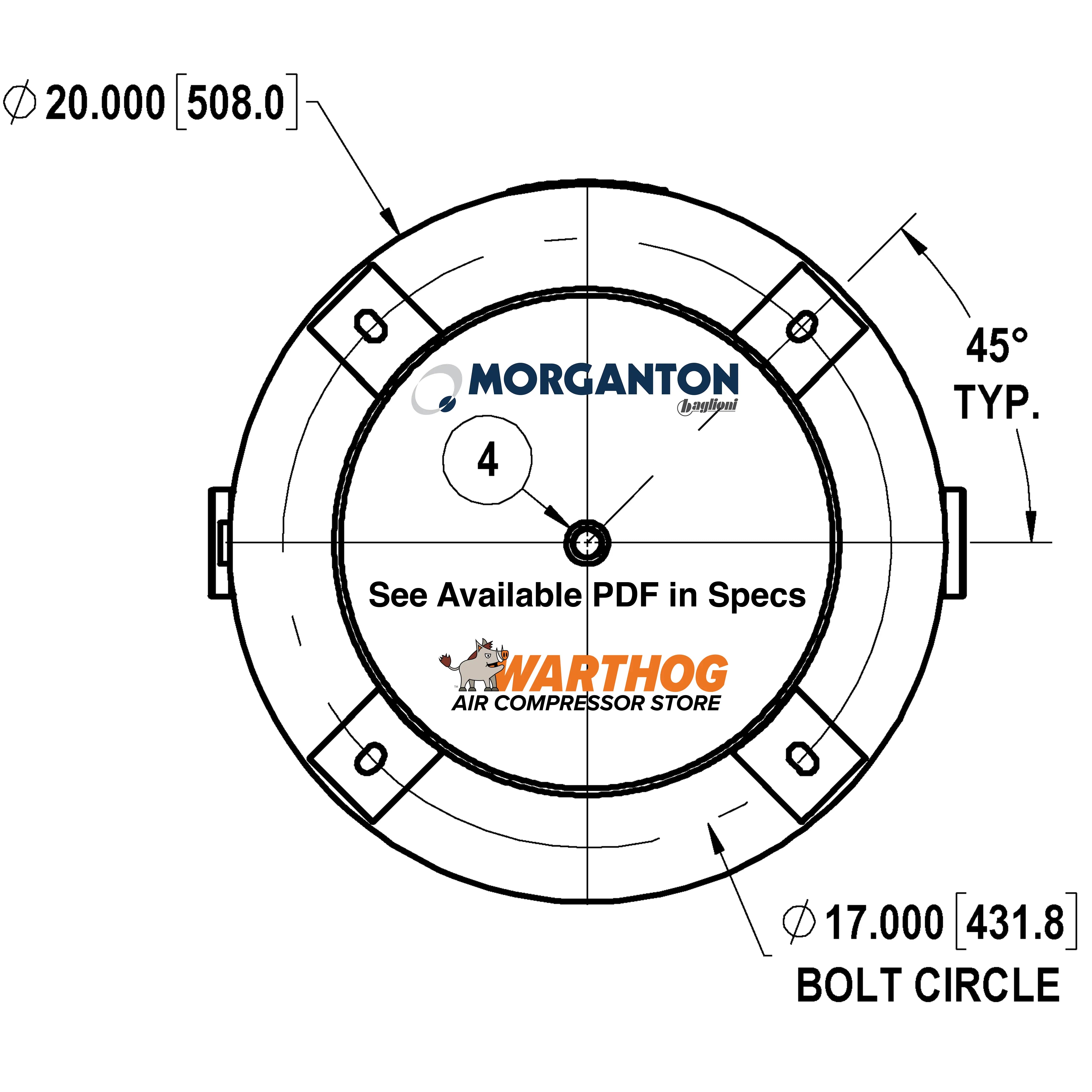80 Gallon 300 PSI Vertical Air Tank with Base ring by Morganton | VES0009767 Morganton