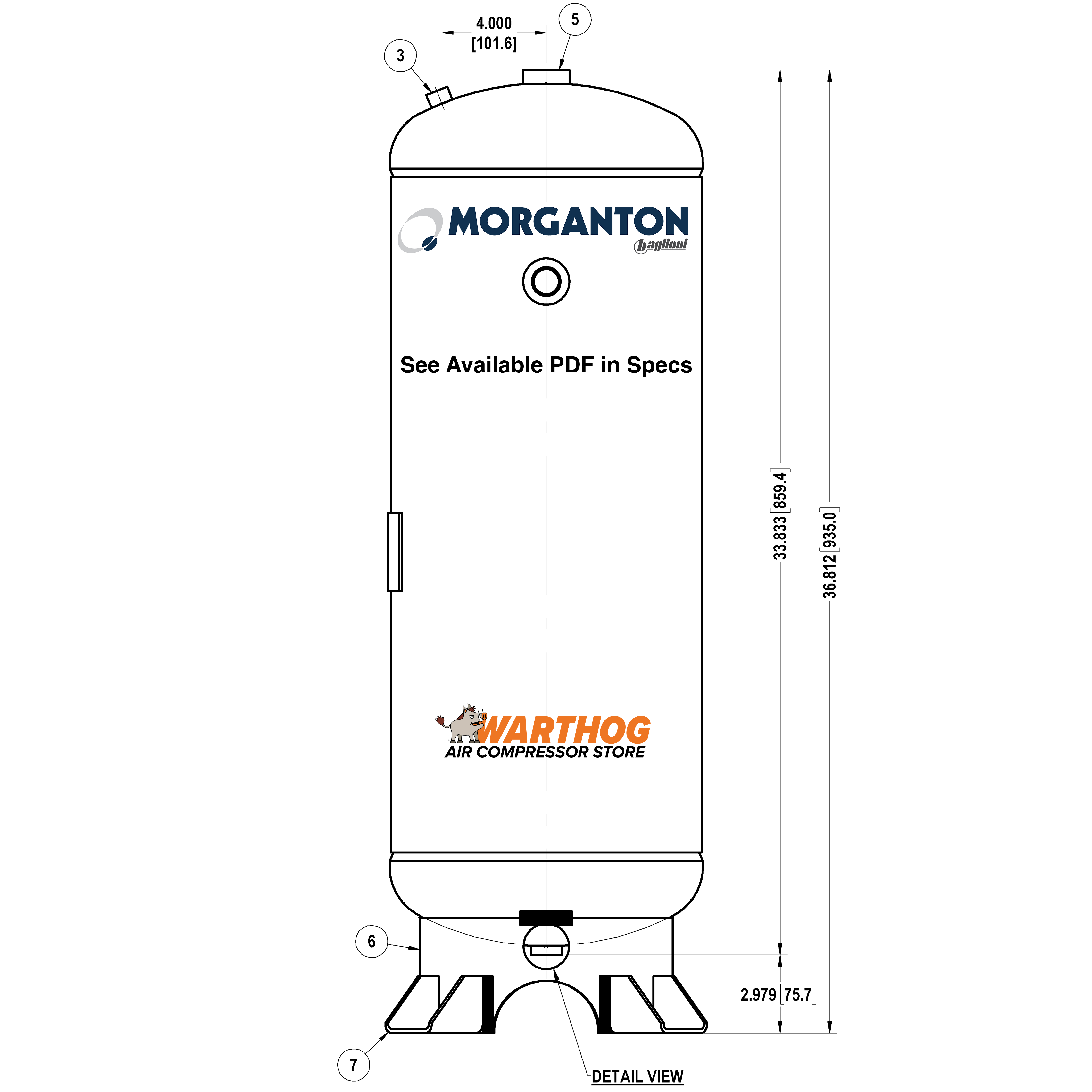 15 Gallon 200 PSI Vertical Air Tank with Base ring by Morganton | VES0009897