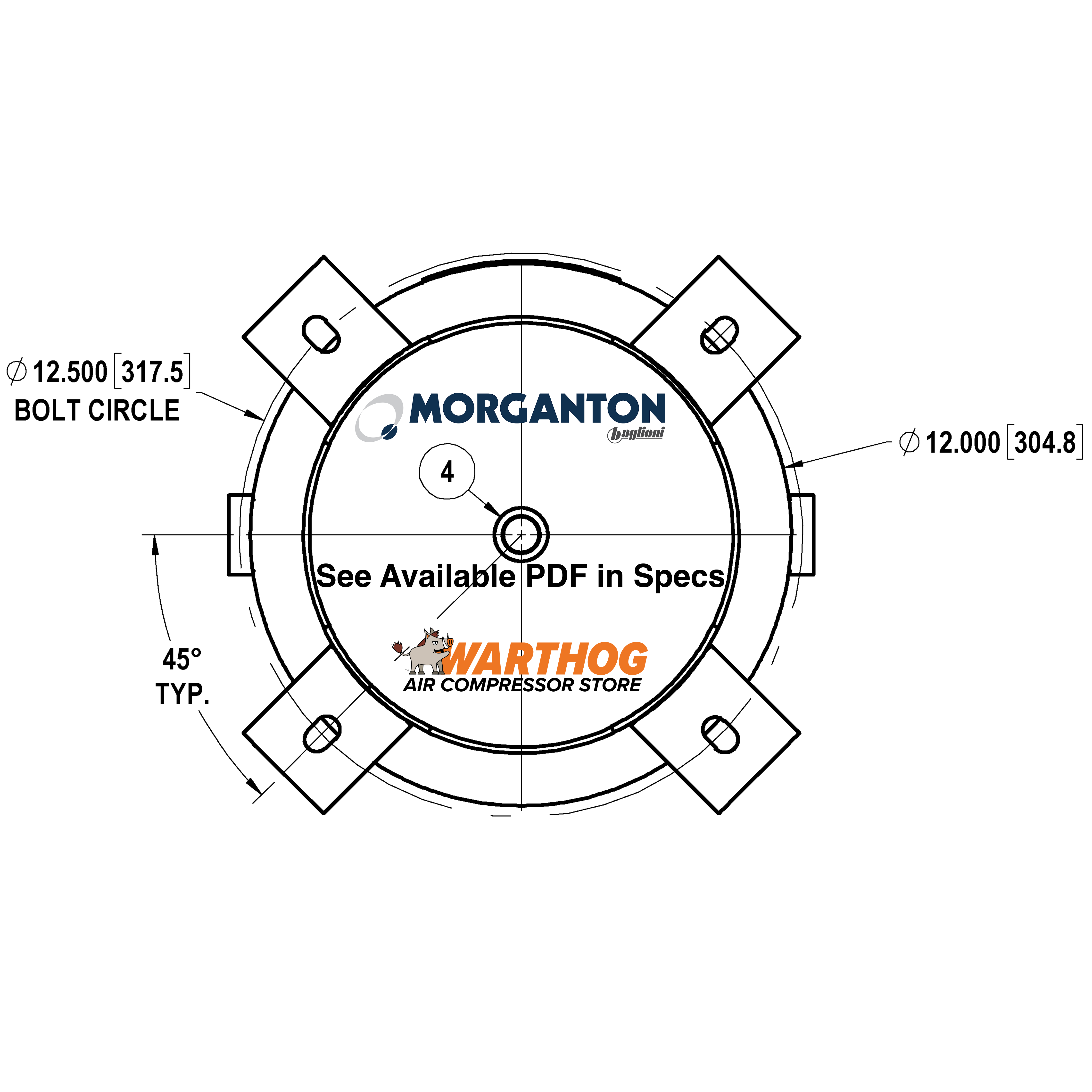 15 Gallon 200 PSI Vertical Air Tank with Base ring by Morganton | VES0009897